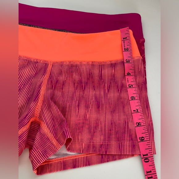 2 For 1 Under Armour MidRise HeatGear Compression Fitted Shorts Pink Orange Sz.S - Picture 6 of 7